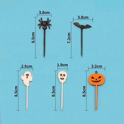 Adornos para tartas de Halloween con forma de palillo de dientes.