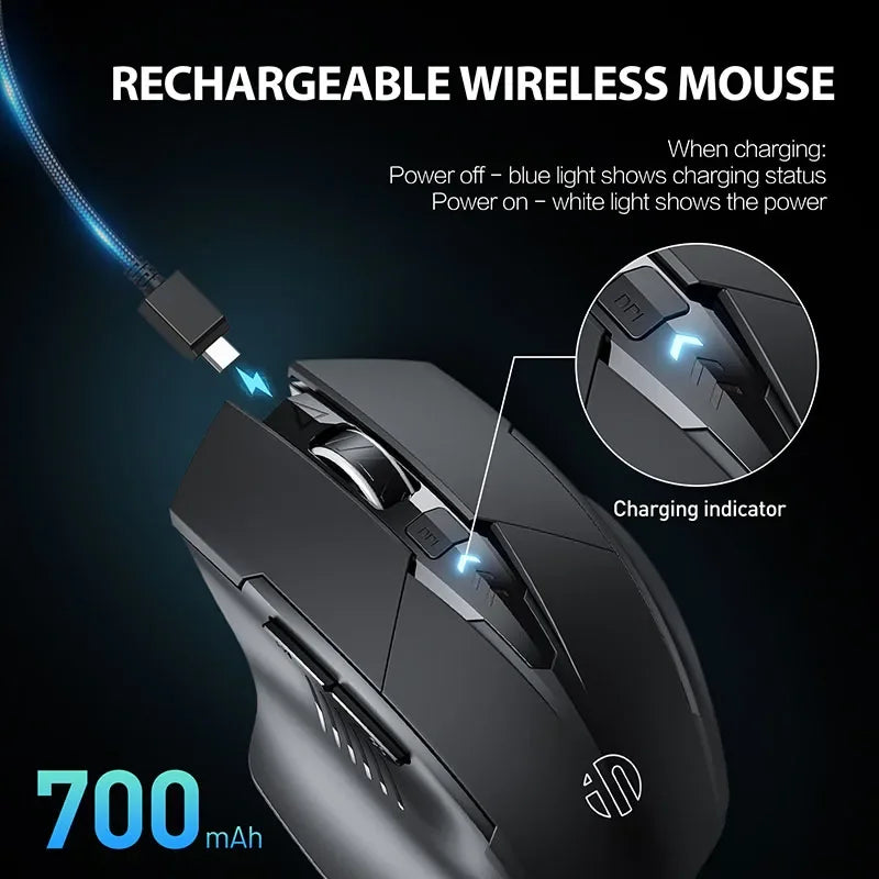 Mouse inalámbrico M6P 2,4G, 500mAh, ergonómico, recargable, silencioso, portátil.