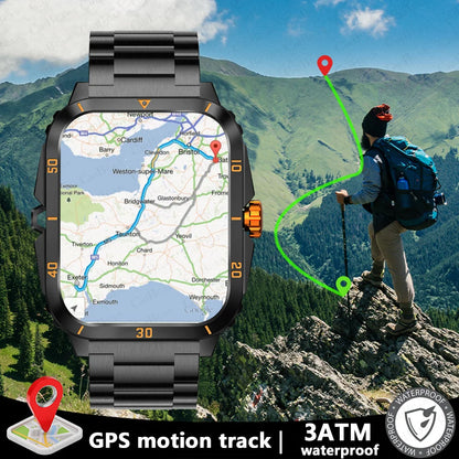 Reloj inteligente estilo militar con GPS para hombre, resistente al agua, para Android IOS, Fitness, resistente al agua, 2,0 'AI, voz, Bluetooth, llamada.