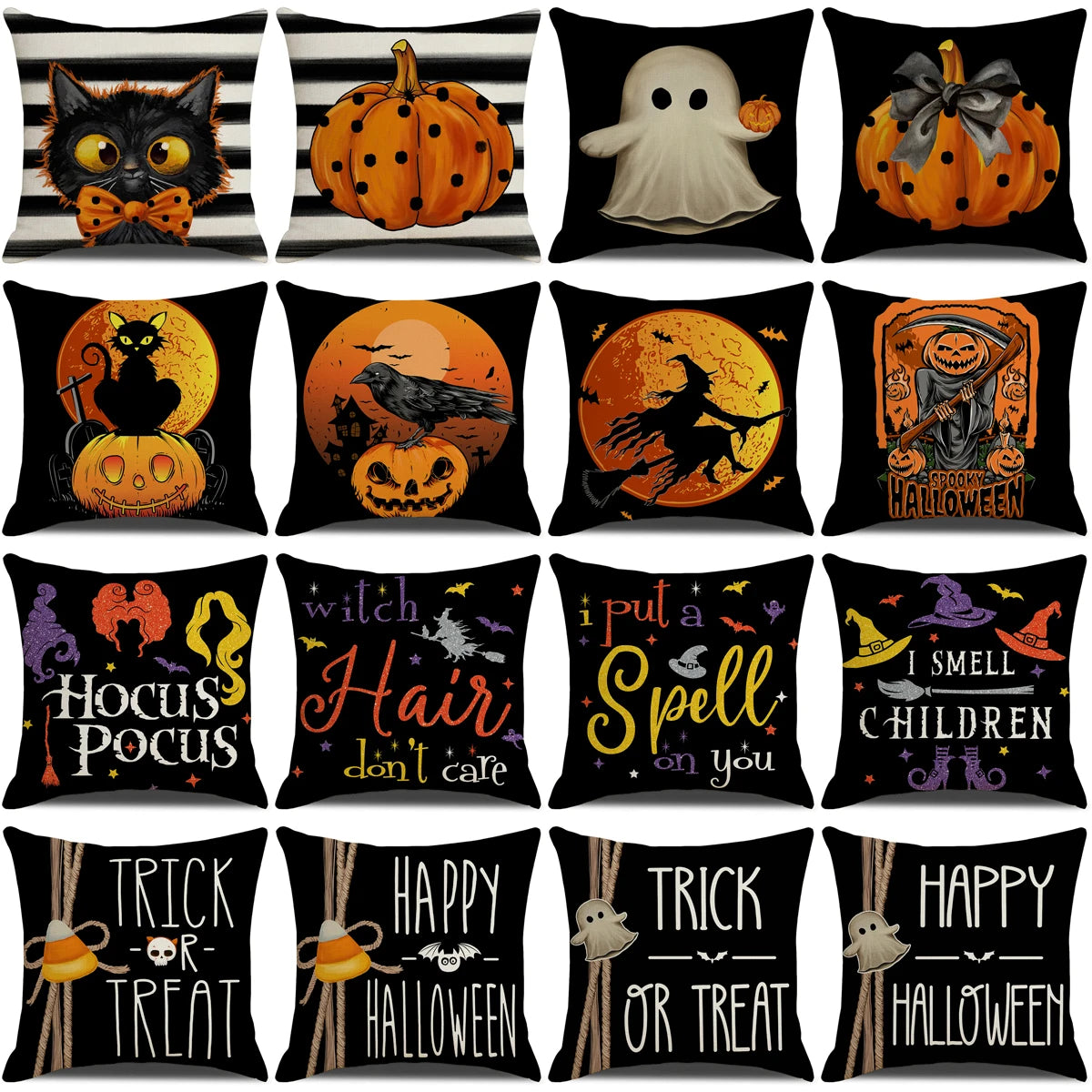 Funda de cojín de Halloween para decoración del hogar, varios diseños, truco o trato?