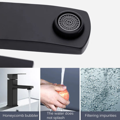 Llave de lavamanos de baño de acero inoxidable diseño moderno en negro