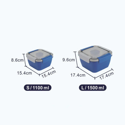 Lonchera portátil de 1100ml y 1500ml, contenedor de 2 capas con rejilla para ensaladera.