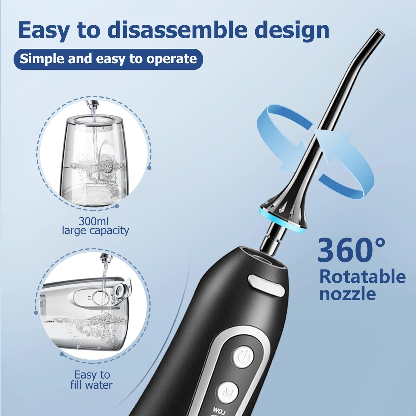 Irrigador Oral recargable por USB, Limpieza dental profesional.