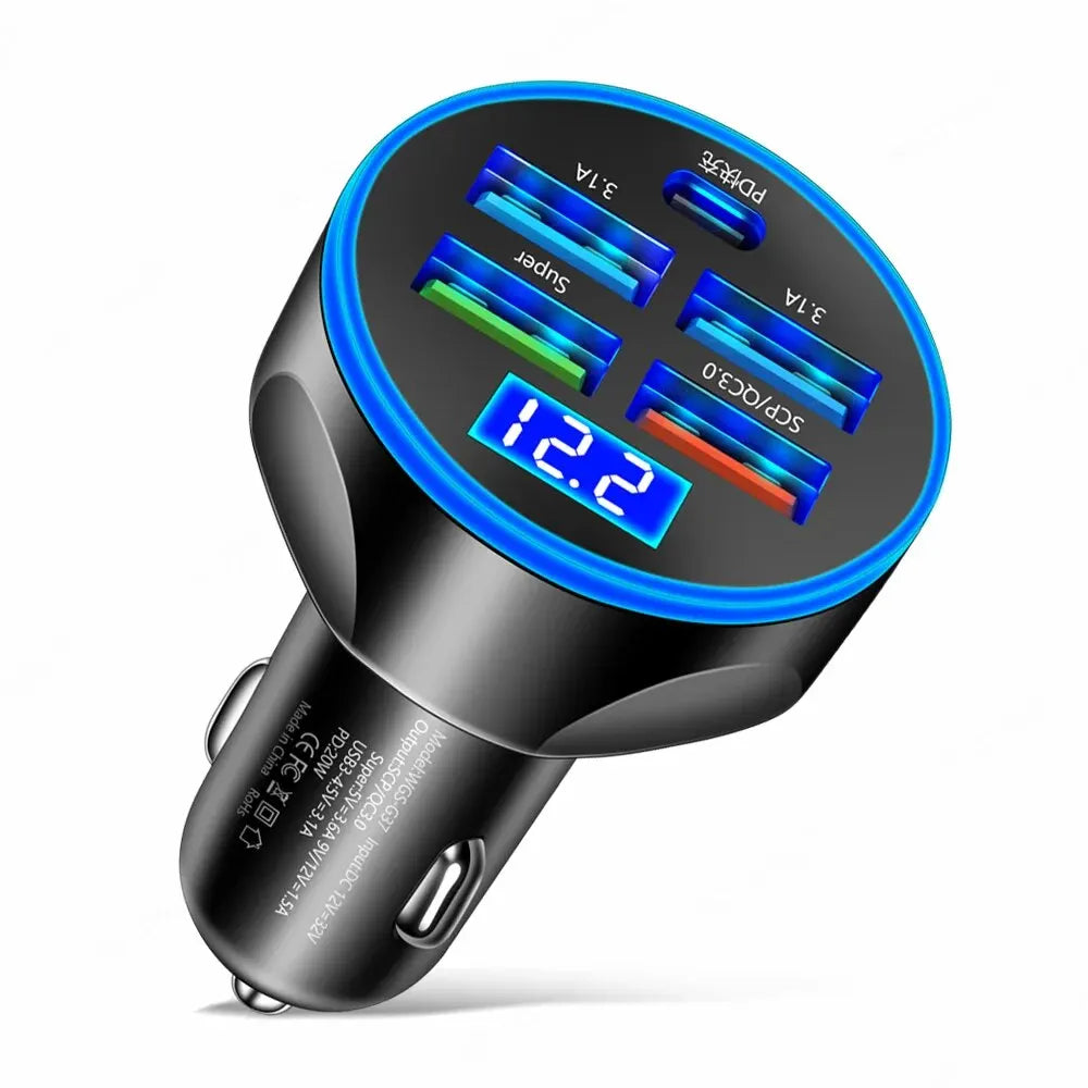 Cargador de coche tipo C de 4 USB PD de 250 W