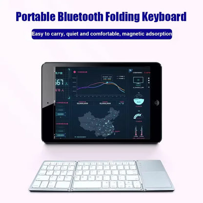 Teclado Bluetooth plegable con panel táctil para IOS, Android, Windows, compatibilidad Universal