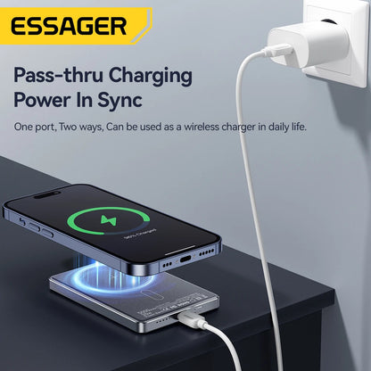 Essager - Batería Externa inalámbrica fina magnética, carga rápida de 20W y 5000mAh para Magsafe