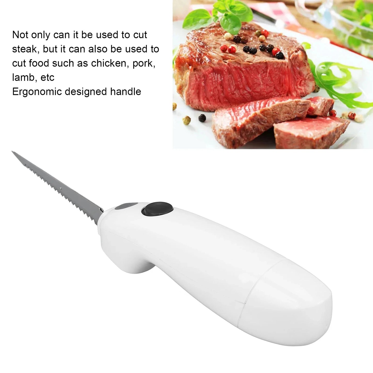 Cuchillo eléctrico inalámbrico de fácil corte para cocina. Recargable y portátil.