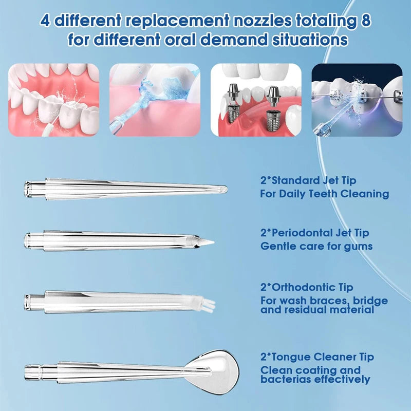 Irrigador bucal portátil inalámbrico, hilo Dental de agua, 3 modos