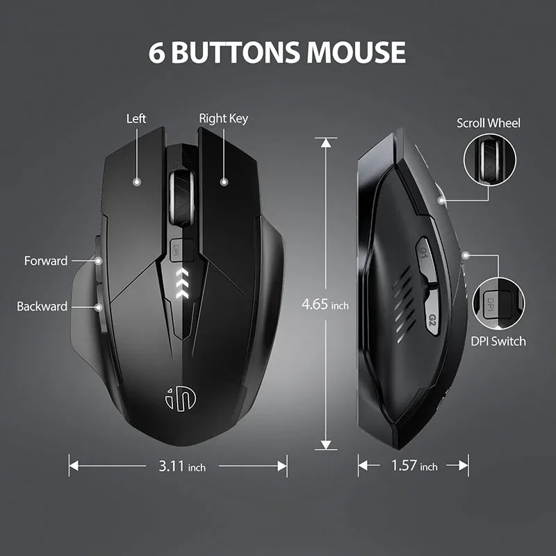 Mouse inalámbrico M6P 2,4G, 500mAh, ergonómico, recargable, silencioso, portátil.