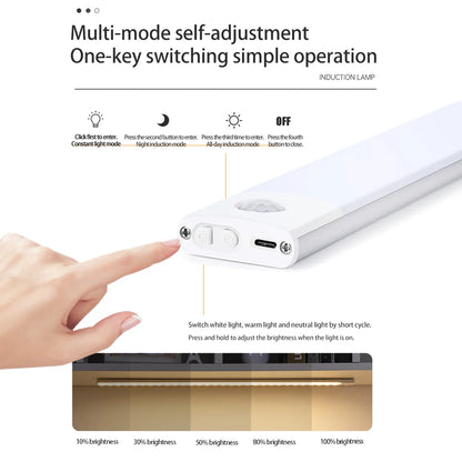 Luz de noche con Sensor de movimiento, inalámbrica USB para cocina, armario, dormitorio.