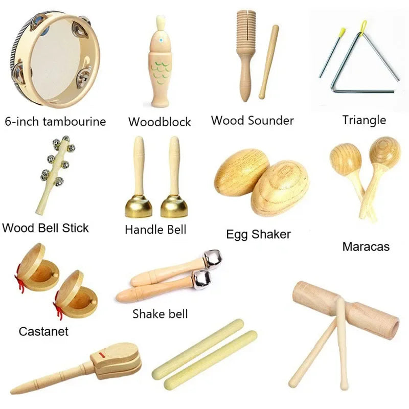 Instrumentos musicales para bebé de 1, 2 y 3 años, juguetes de madera Montessori