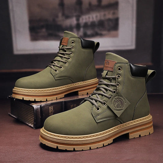 Botas altas de cuero estilo militar