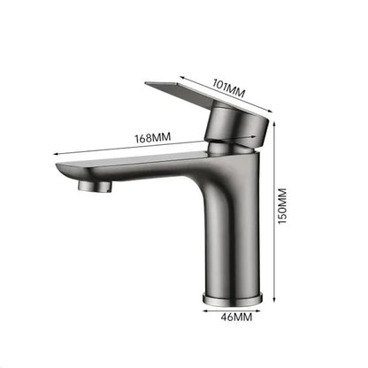 Llave para lavamanos de baño de acero inoxidable. Diseño moderno y elegante.