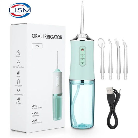 Irrigador Dental de Agua para limpieza bucal. 3 Modos, Recargable por USB.