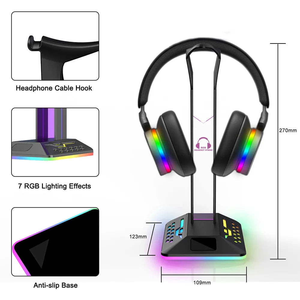 Soporte Audifonos para escritorio RGB Romoral.