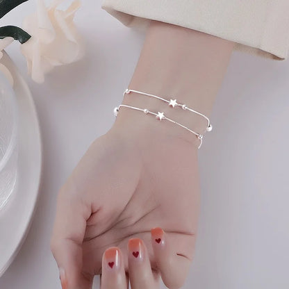 Pulseras de lujo con cuentas de estrella en plata de ley 925