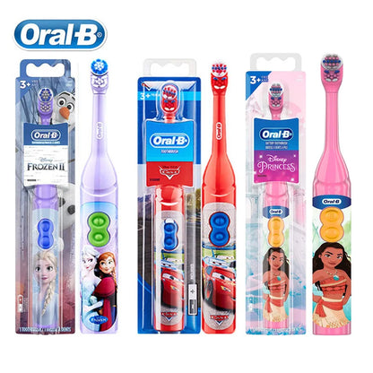 Cepillo de dientes eléctrico Oral B para niños con cerdas suaves y diseños dibujos animados.