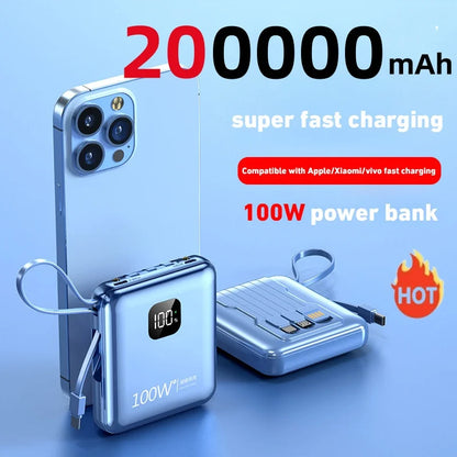 Mini PowerBank 200.000mAh, carga súper rápida, Cable USB de TYPE-C