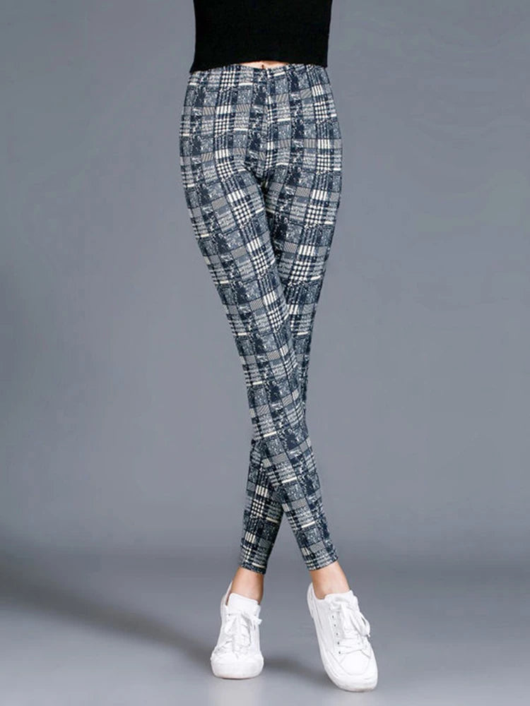 Leggings De Cuadros Estampados Push Up