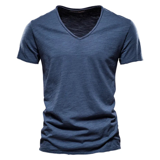 Camiseta Hombre Cuello V Slim Fit 100% algodón