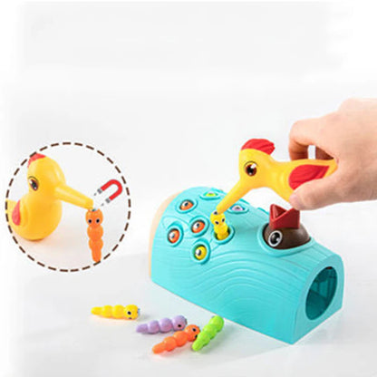 Pájaro carpintero magnético para atrapar el gusano, juego de alimentación de pájaros pequeños, Juguetes Montessori