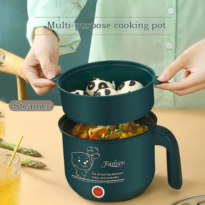 Mini olla eléctrica antiadherente para cocinar, doble para 1-2 personas.