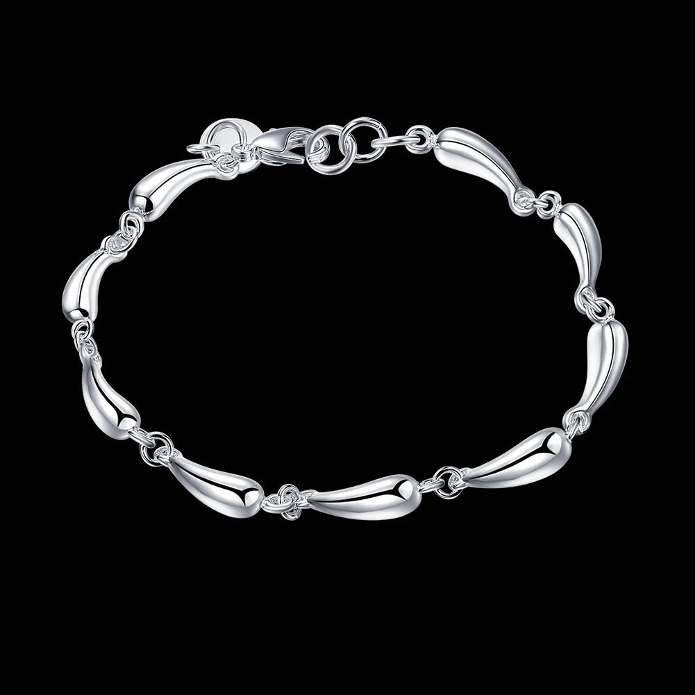 Pulsera de plata de ley 925 con forma de gota