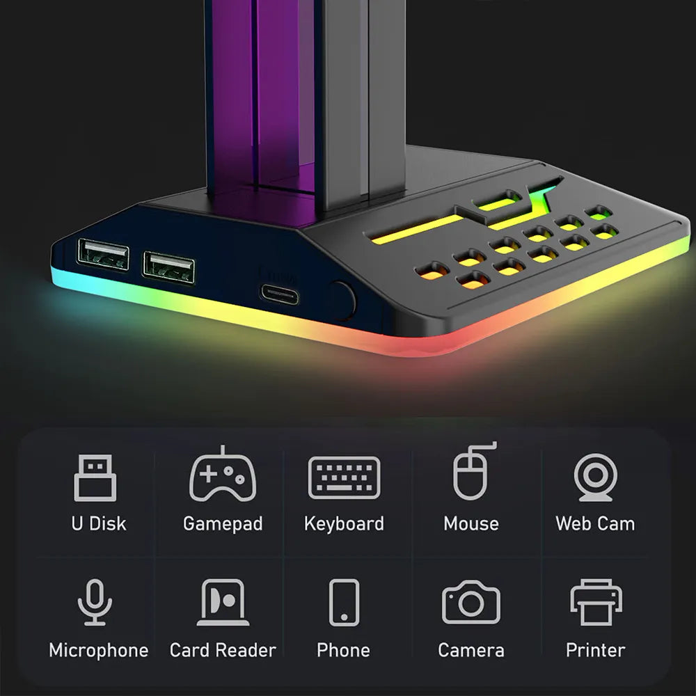 Soporte Audifonos para escritorio RGB Romoral.