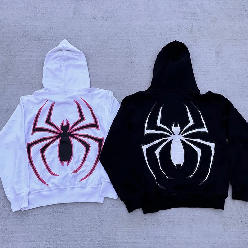 Sudaderas con capucha con estampado de araña Y2k