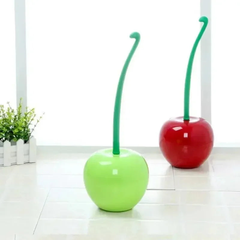 Cepillo de limpieza para baño con soporte, con forma de cereza