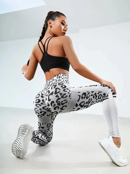 Pantalones de yoga sin costuras de leopardo