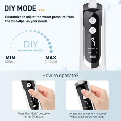 Irrigador bucal eléctrico recargable por USB