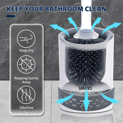 Cepillo para limpieza de baño de silicona con pulverizador de agua y espuma