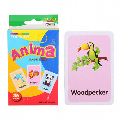 Tarjeta de aprendizaje cognitivo para niños con forma de Animal, a Color, aprendizaje de inglés para bebés