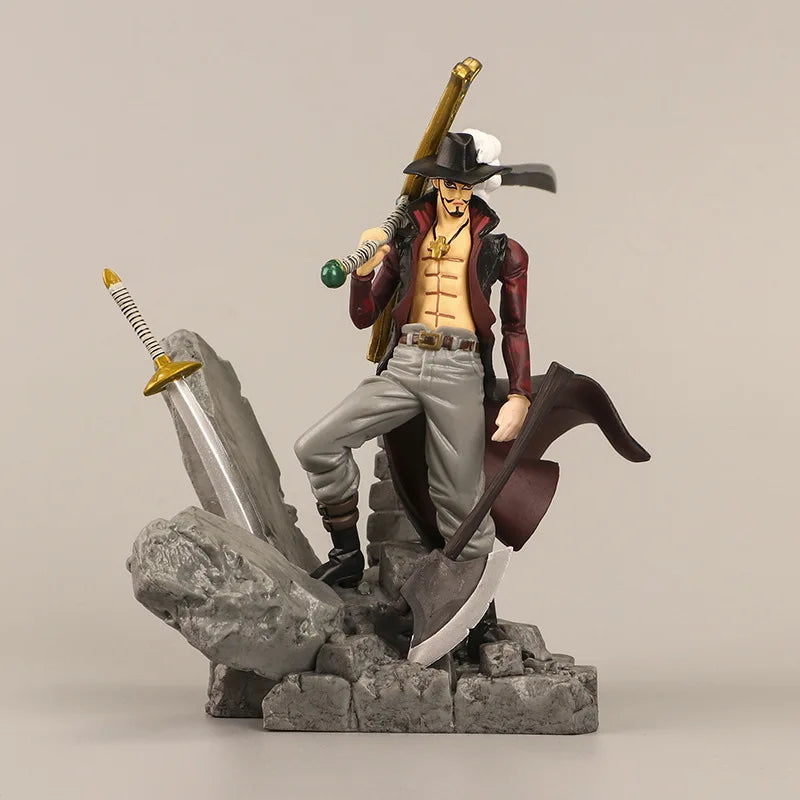 Figura de acción de ONE PIECE, Dracule Mihawk, colecciónable, tamaño 15cm.