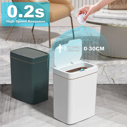 Basurero con Sensor inteligente de 15/18L, impermeable y automático para baño, dormitorio y cocina,