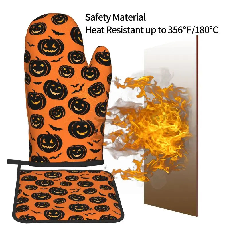 Guantes para horno y ollas, resistentes al calor para cocinar en Halloween.