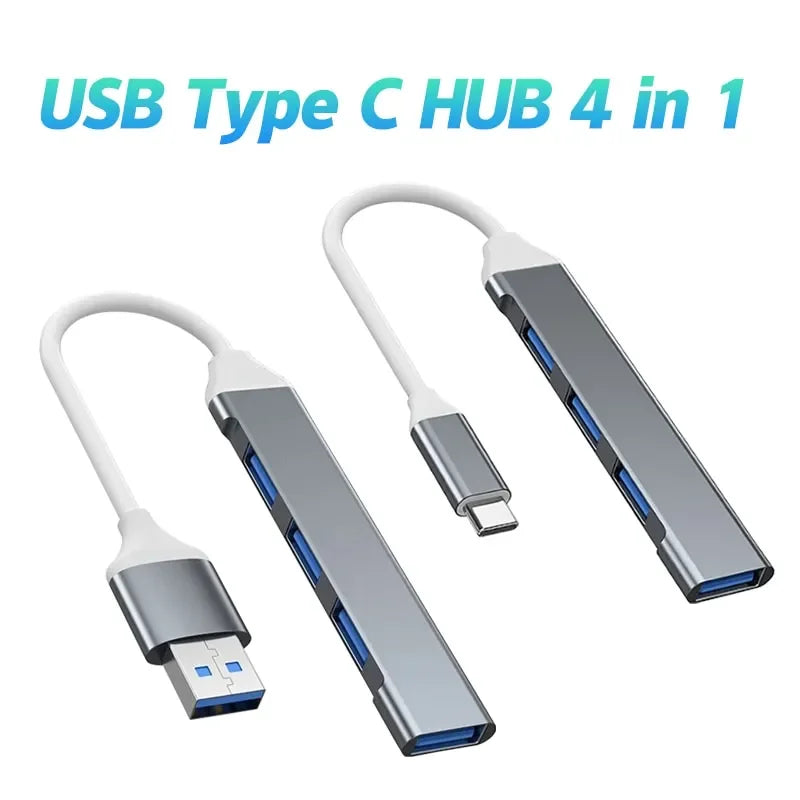 Mini concentrador USB tipo C, adaptador de 4 puertos USB 3.1