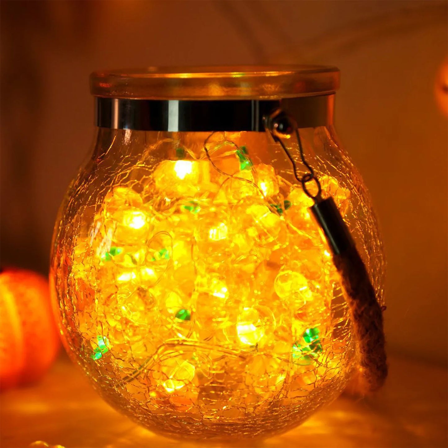 Cadena de luces LED con forma de calabaza de terror, de globo ocular, portátil, USB, 20 y 40 LED