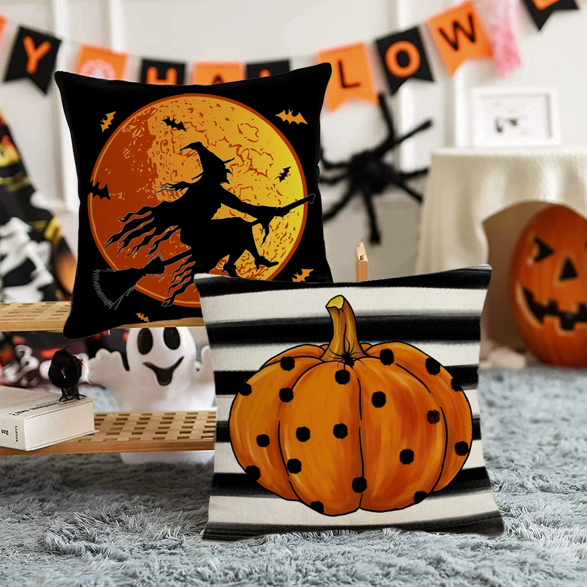 Funda de cojín de Halloween para decoración del hogar, varios diseños, truco o trato?