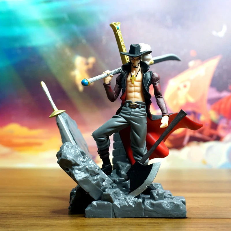 Figura de acción de ONE PIECE, Dracule Mihawk, colecciónable, tamaño 15cm.