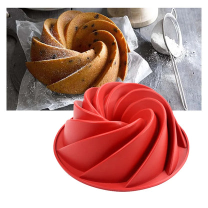 Molde de silicona para pasteles con forma de espiral grande 3D.