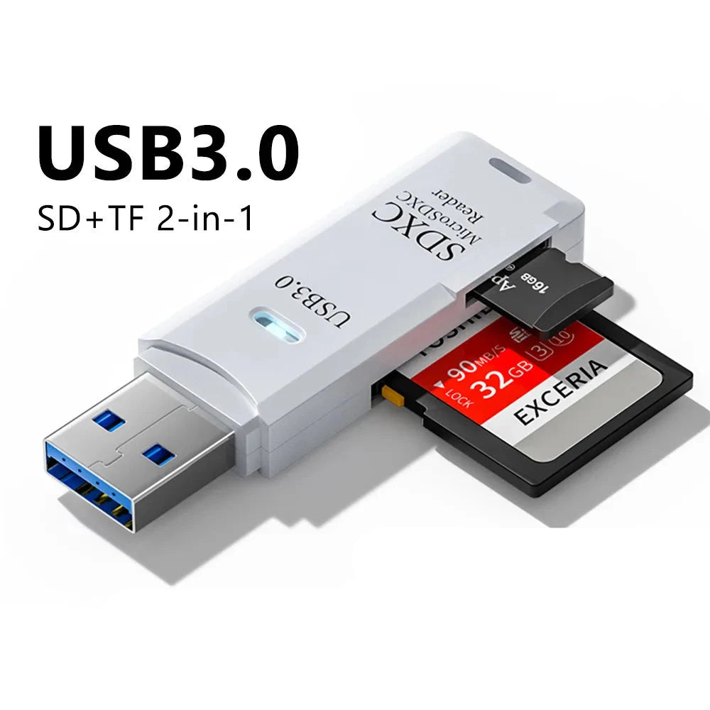 Lector de tarjetas USB 3.0 2 en 1 Lector de tarjetas Micro SD Adaptador USB