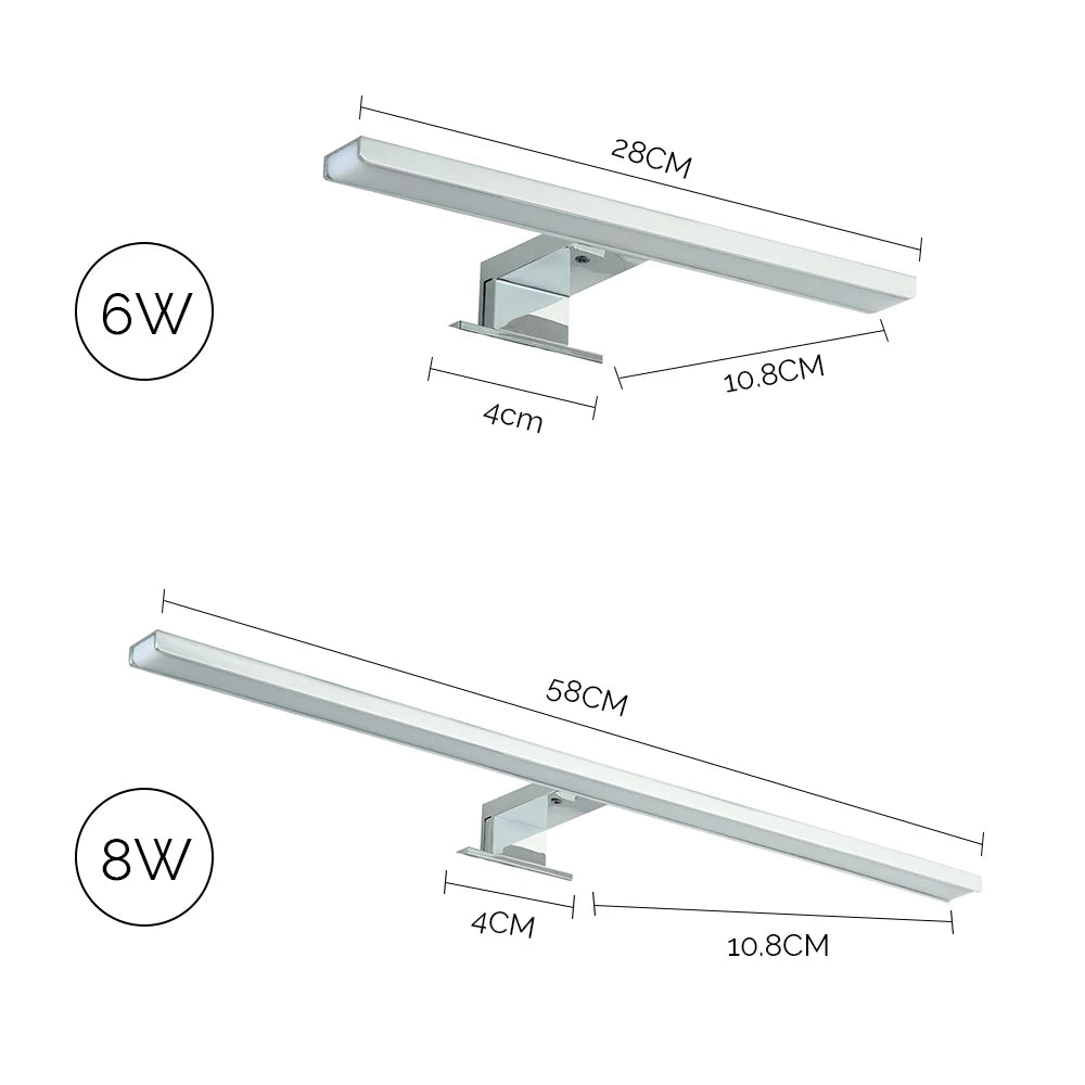 Luz LED para espejo de baño de 6/8W