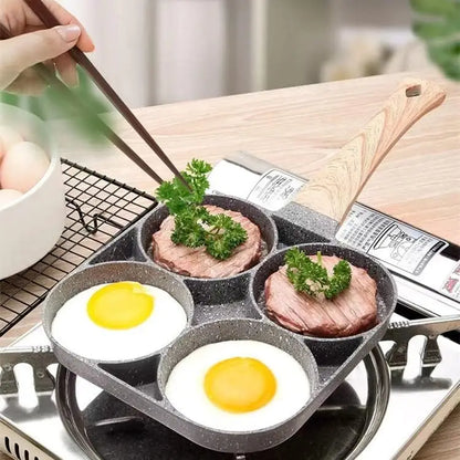 Sartén para huevos y panqueques antiadherentes de 4 orificios Cocine desayunos como un chef profesional.