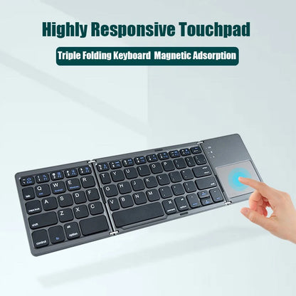 Teclado Bluetooth plegable con panel táctil para IOS, Android, Windows, compatibilidad Universal