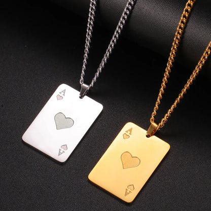 Lucky Ace of Spades collares de acero inoxidable